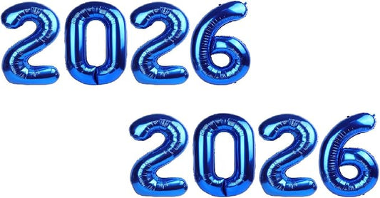 2026 Balloon - 2 Pack Metallic Blue Birthday Number Balloons, 40 Inch Large Foil Balloons for Men Women Boys Girls Navy Blue Themed Birthday Decorations，Number 2026 Balloon