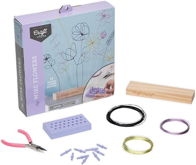 Craft Crush Wire Flowers - Create Unique Craft Wire Flower Designs with Easy to Use Tool and Guide with Display Stand - for Teens and Adults Ages 12, 13, 14, 15 and Up