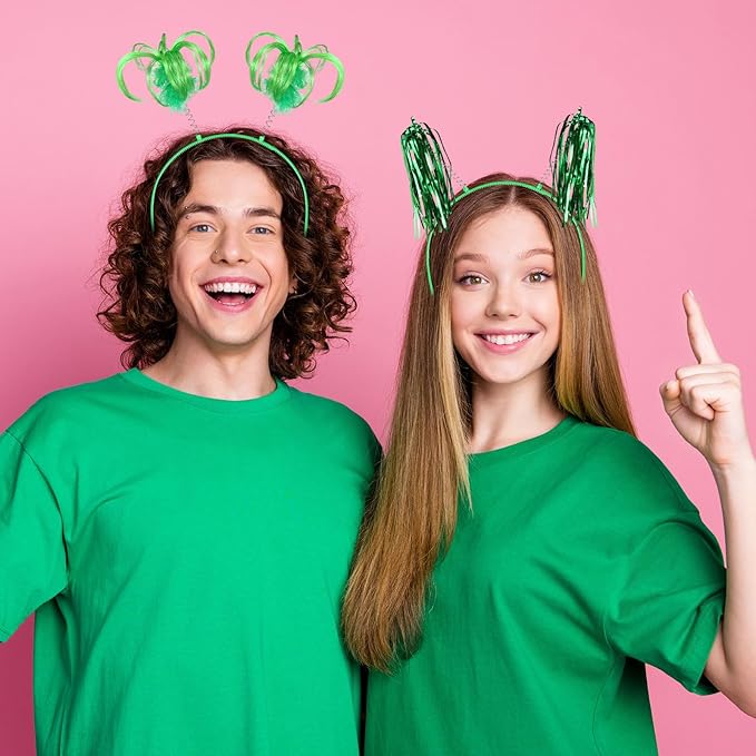 Censen 24 Pcs Pom Pom Headband Tinsel Wrapped Ponytail Head Bopper Costume Headwear Halloween Party Accessory