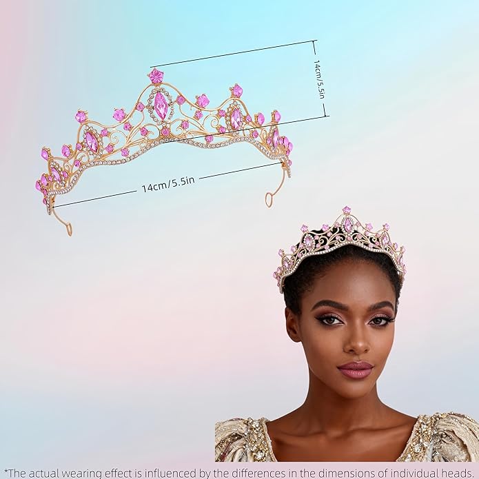 Crystal Crown for Women Girls Elegant Gold Princess Headband Sparkling Rhinestones Queen Tiara for Weddings Birthday Parties Proms Pageant Cosplay