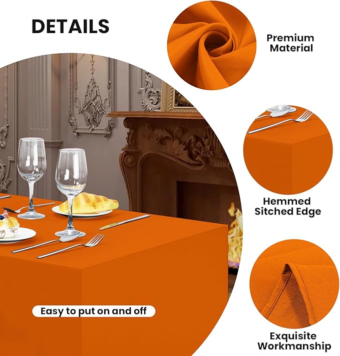 Ascoza 2 Pack Fitted Tablecloth for 4 Foot Rectangle 48 x 24 Inch Orange Table Covers Water Resistant Polyester Cloth for Folding, Parties,Display, Trade Show (Orange)