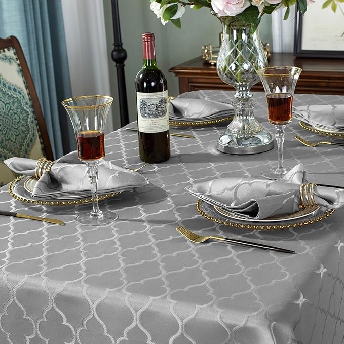 SASTYBALE Jacquard Napkin Flower Pattern Polyester Table Cover - Spill Proof, Wrinkle Resistant, Dust-Proof for Kitchen Dining Tabletop Decoration (Grey, 20X20)