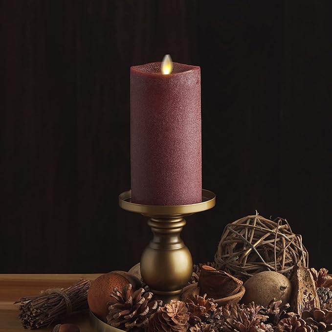 Luminara - Flameless LED Battery Operated Flickering Pillar Candles - Raisin - Pack of 1-3x6.5- Realistic Moving Flame Real Wax Indoor/Outdoor Decor
