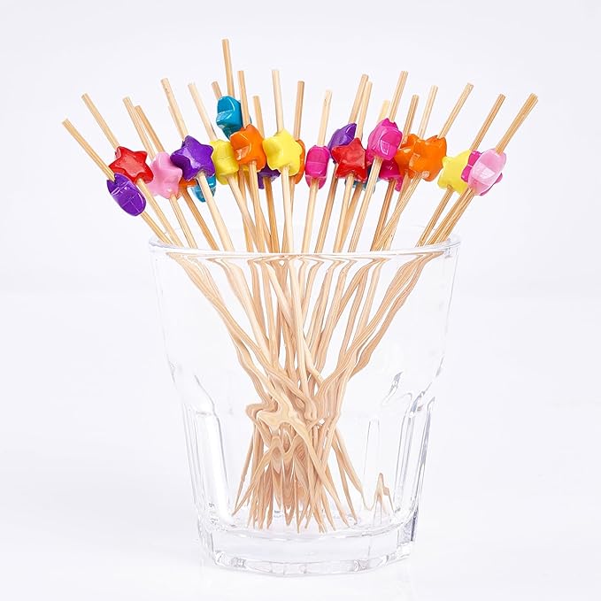 PuTwo Picks for Cocktail Appetizers Fruits Dessert,4.7" in 100 Counts,Colors may vary Stars