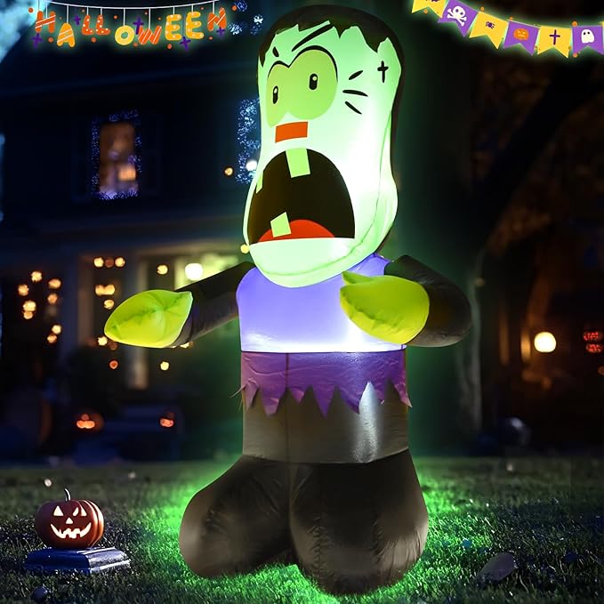 4FT Halloween Inflatable Decor Giant Ghost Halloween Blow Up Decoration with LED Lights Indoor Outdoor Yard Graden Party Holiday Decor