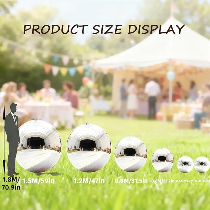 6PCS Silver Inflatable Mirror Ball,Big Shiny Balls Inflatable,Reusable PVC Mirror Balls,Large Hanging Balloon Disco Ball with Air Pump for Wedding Event Birthday Party Decor