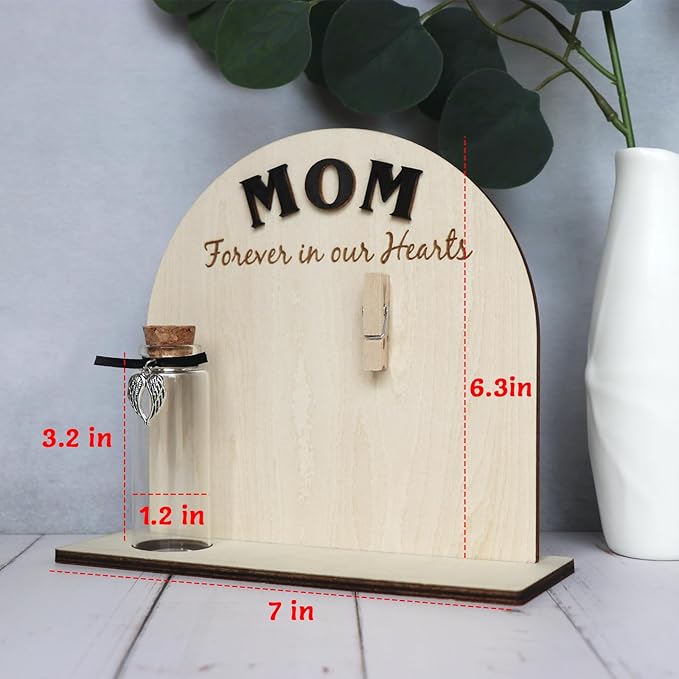 Personalized Loss of Loved One Photo Frame Memorial，Custom lock of Hair Keepsake Jar,Remembrance，Bereavement,Sympathy Gift for Lost Mom, Dad， Friends, Sisters, Grandparents (mom C1)