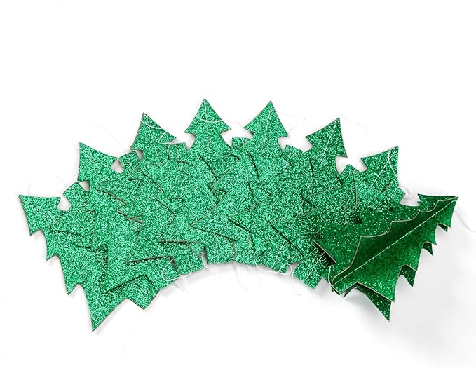 Green Christmas-Tree Party-Decorations Plant Garland - 25 Ft Hanging Woodland Theme Paper Streamers Banner,Nature Birthday Wedding Baby Bridal Shower Forest Decor Graduation Ouruola