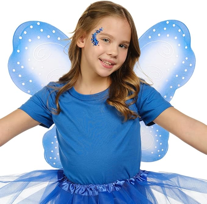 Funcredible Butterfly Wings with Chunky Glitter - Butterfly Costume - Fairy Wings Costume Set - Fairy Costume for Woman