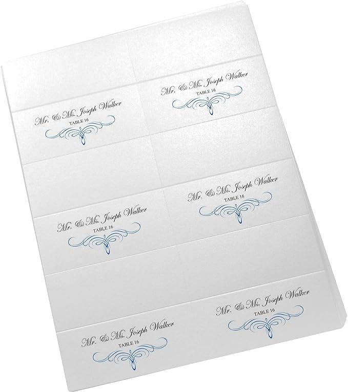 Decadent Flourish Printable Place Cards, Royal Blue (Choose Color), Set of 60 (10 Sheets), Laser & Inkjet Printers - Wedding, Party, Dinner, and Special Events - Made in the USA