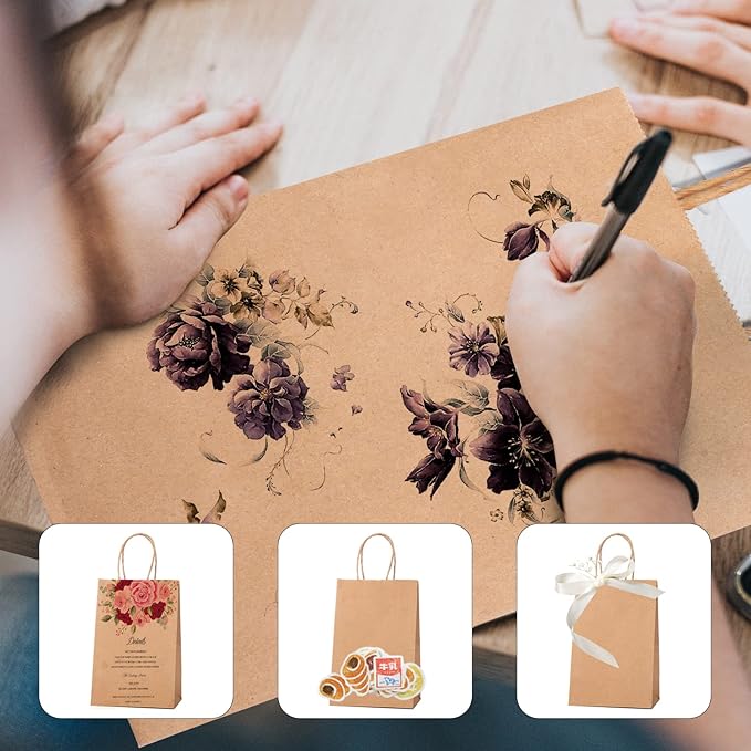 METRONIC Brown Paper Bags 10x5x13 50Pcs,Kraft Gift Bags Medium Size with Handles, Craft Paper Wrap Bag Bulk for Shopping Birthday Party Favors Grocery Retail Goody Business