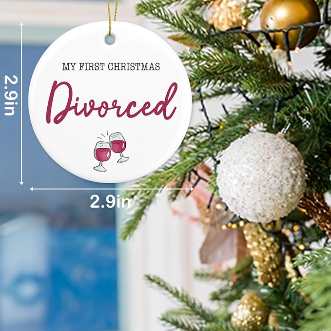 My First Christmas Divorced Ornament Divorced Gifts for Her Him Friends Divorcement Christmas Ceramic Xmas Tree Ornament Decorations