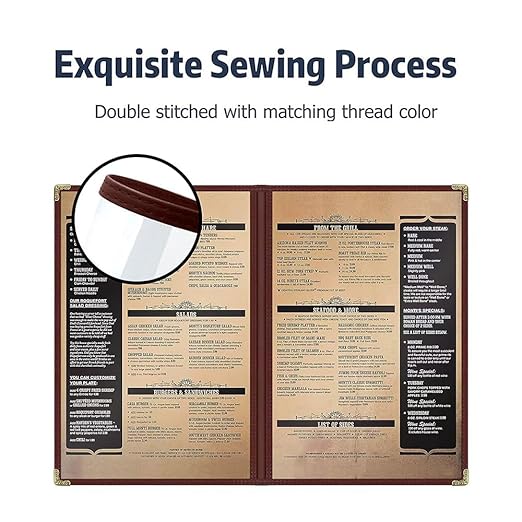 Goodsmart Restaurant Menu Covers – 25 Pack Burgundy 4-View 8.5" x 14", Side-Loading Vinyl & Plastic Menu Holders, Clear Menu Sleeves, Leather-Style Café Covers with Gold Corners