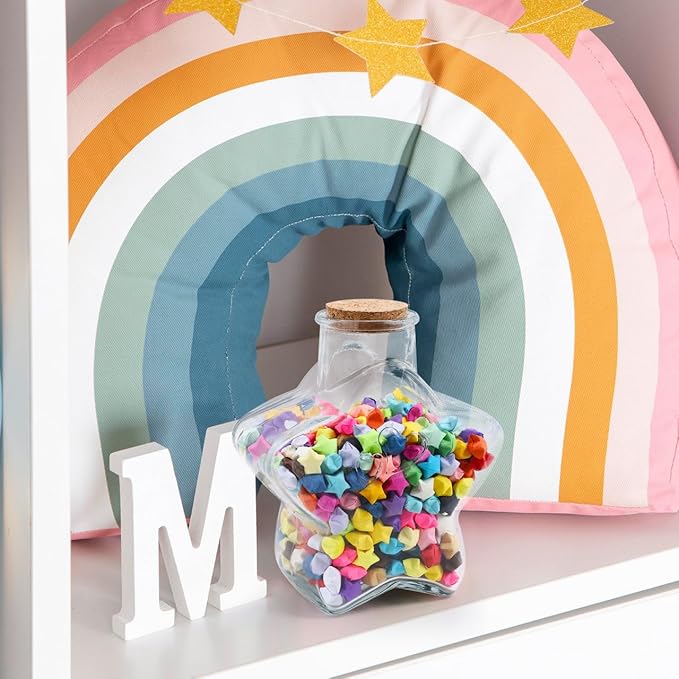 Zerodeko Star Glass Bottles with Cork – Mini Wishing Bottles with 540 Origami Stars & Paper Strips, Message Jar Kit for DIY Christmas Presents, Holiday Party Favors, and Wedding Decorations