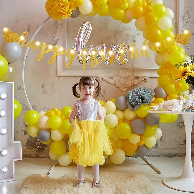 TaoBary 167 Pcs DIY Banner Kit Happy Birthday Glitter Banner Customizable Glitter Make Your Own Kit 162 Letters Symbols and Numbers 3 Rope for Birthday Halloween Wedding Christmas(Gold)