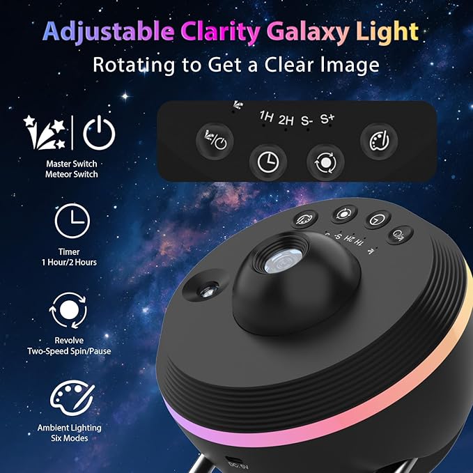 DAYBETTER Galaxy Projector for Bedroom, 4k HD 13 in 1 Star Projector Galaxy Light, Star Night Light Projector with Meteor, Planetarium Projector for Kids Bedroom Birthday Christmas Gift (Dark Black)