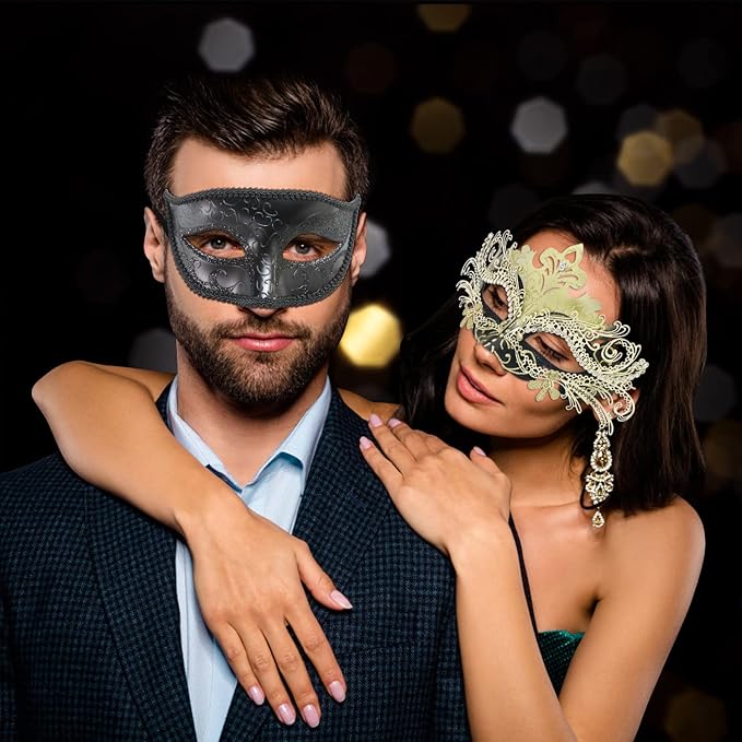 Coddsmz Couple Masquerade Mask Set - Venetian & Mardi Gras Mask for Women & Men
