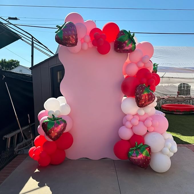 Strawberry Balloons,12 Inch Red and Pink Balloons with Strawberry Foil Balloon for Sweet One Birthday Baby Shower Strawberry Fruit Themed Party Decorations
