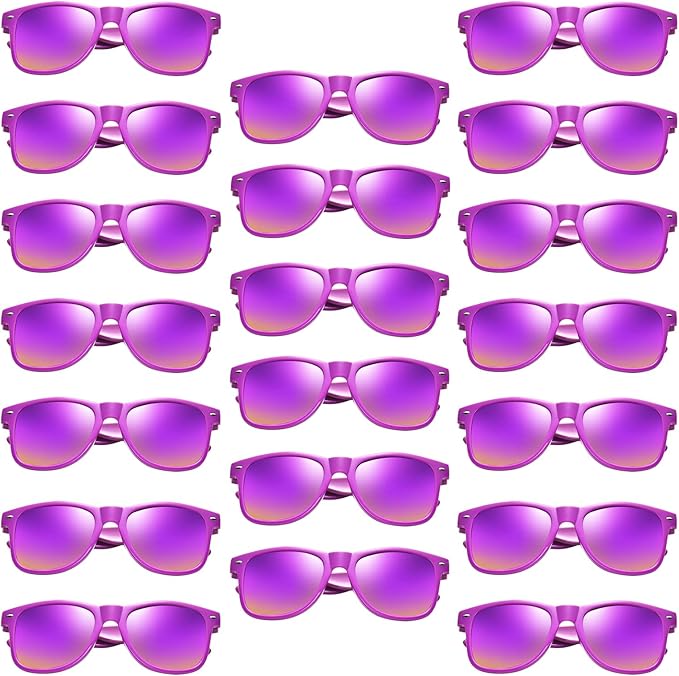 Pibupibu 10/20 Pack Neon Sunglasses for Women Men Bulk, Wholesale 80s Retro Colorful Mirrored Party Glasses Adult Unisex