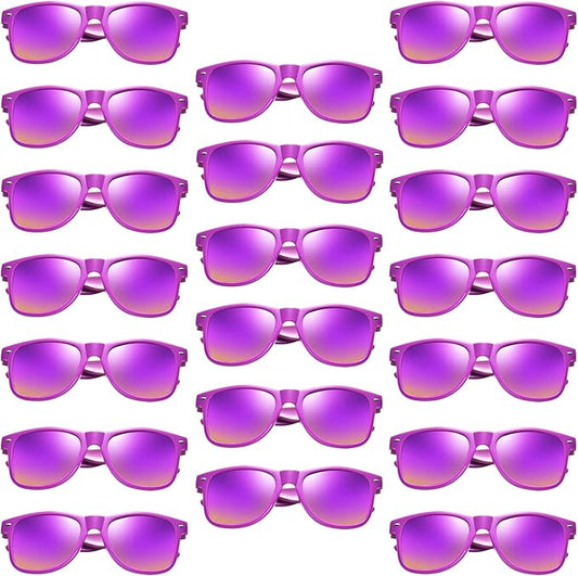 Pibupibu 10/20 Pack Neon Sunglasses for Women Men Bulk, Wholesale 80s Retro Colorful Mirrored Party Glasses Adult Unisex