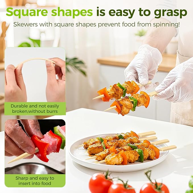 Bamboo Appetizer Skewers 4.7 Inch – 300 Pack Cocktail Picks for Appetizers, Charcuterie Toothpicks, Decorative Party Picks, Bamboo Cocktail Sticks for Drinks and Food