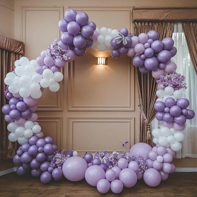 Purple Balloons, 50pcs Metallic Purple Balloons, Pearl Light Purple Retro Balloon, Purple Confetti Balloon for Girl Woman Birthday Party Baby Shower Gender Reveal Wedding Bridal Shower Decoration
