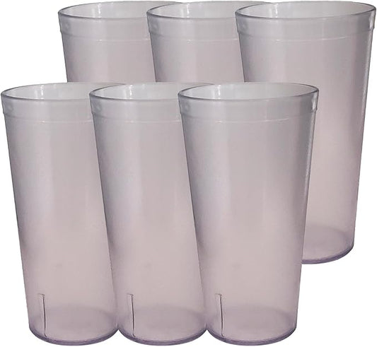 Party Outlaw Clear Plastic Cup Tumblers 6 Pc 32oz Lightweight, Heavy Duty Stackable Cafe Style Plastic Glasses. Reusable & Dishwasher Safe Ice Tea & Water Cupsafe Ice Tea & Water Cups