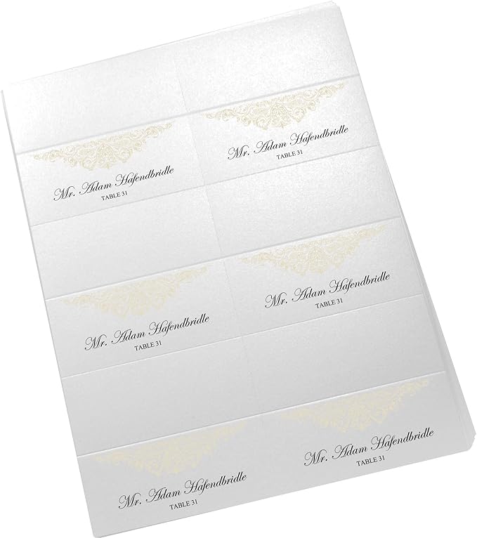 Paisley Printable Place Cards, Ivory (Choose Color), Set of 150 (25 Sheets), Laser & Inkjet Printers - Wedding, Party, Dinner, and Special Events - Made in the USA