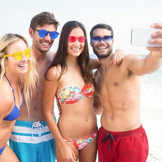 Chumia 51 Pack Fun Sunglasses Bulk Adult Party Favors Glasses Colorful Plastic Retro Sunglasses for Women Men Neon Party Candy Color Glasses, 5 Style, Mixed Colors