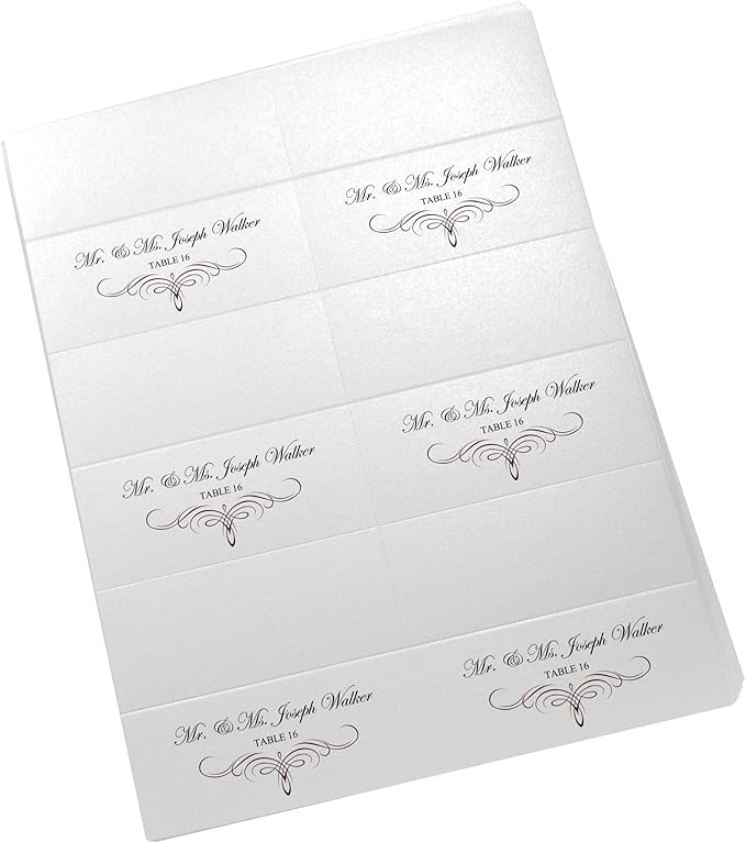 Decadent Flourish Printable Place Cards, Chocolate (Choose Color), Set of 60 (10 Sheets), Laser & Inkjet Printers - Wedding, Party, Dinner, and Special Events - Made in the USA