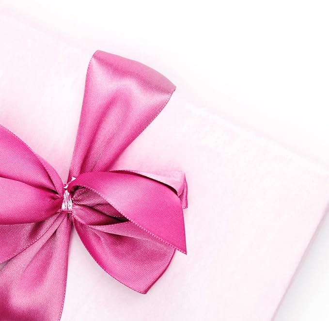 Pink Satin Ribbon, 1/4 inch x 50 Yards, Double Face Solid Color, Thick and Durable Ribbon Roll, 100% Polyester for Gift Wrapping, Crafts, Hair and Decorations