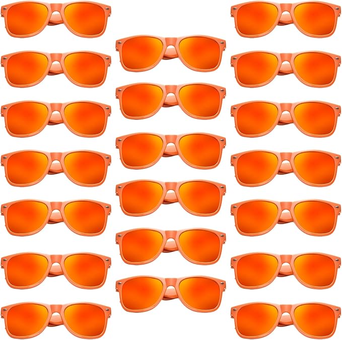 Pibupibu 10/20 Pack Neon Sunglasses for Women Men Bulk, Wholesale 80s Retro Colorful Mirrored Party Glasses Adult Unisex