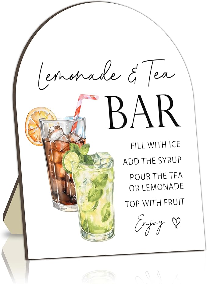 Lemon Tea Bar Sign, Baby Shower Table Sign, Baby Shower Lemonade Signs, Wooden Standing for Party Drink Station Setup, Welcome Board for Gender Reveal, Lemon Tea Signs for Babies Party Decor 8x10 Inch