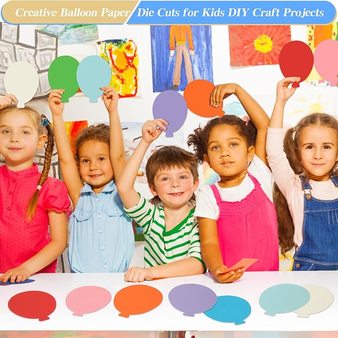 360 Pcs Balloons Paper Balloon Cutouts 3.9 Inch Assorted Colors Die-Cut Hot-Air Balloon Shapes for Classroom Bulletin Boards, DIY Crafts, Party & Office Decoration