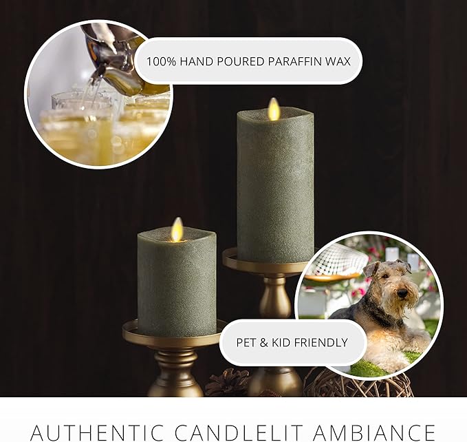 Luminara - Flameless LED Battery Operated Flickering Pillar Candles - Stone Grey - Pack of 1-3x6.5 - Realistic Moving Flame Real Wax Indoor/Outdoor