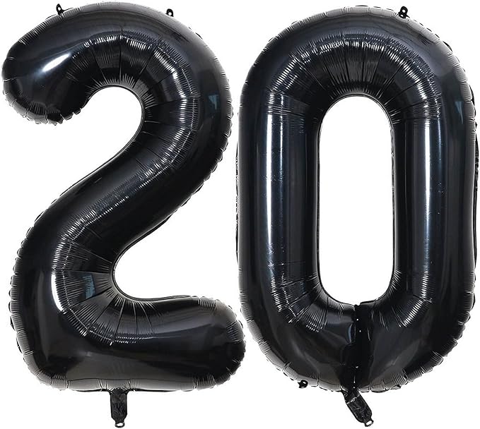 40 Inch Black 20 Number Balloons Giant 20 Balloons Black Birthday Balloons 20th Birthday Anniversary Events Party Decorations Supplies