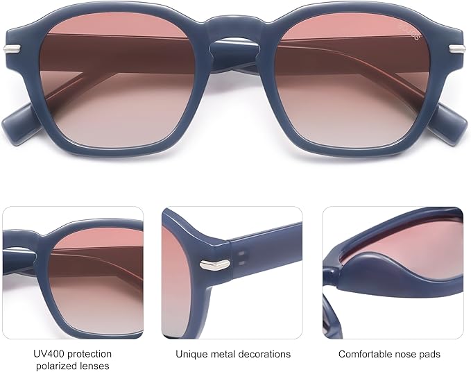 SOJOS Vintage Retro Square Polarized Sunglasses Men Standard Fit Trendy Womens Sun Glasses SJ2382
