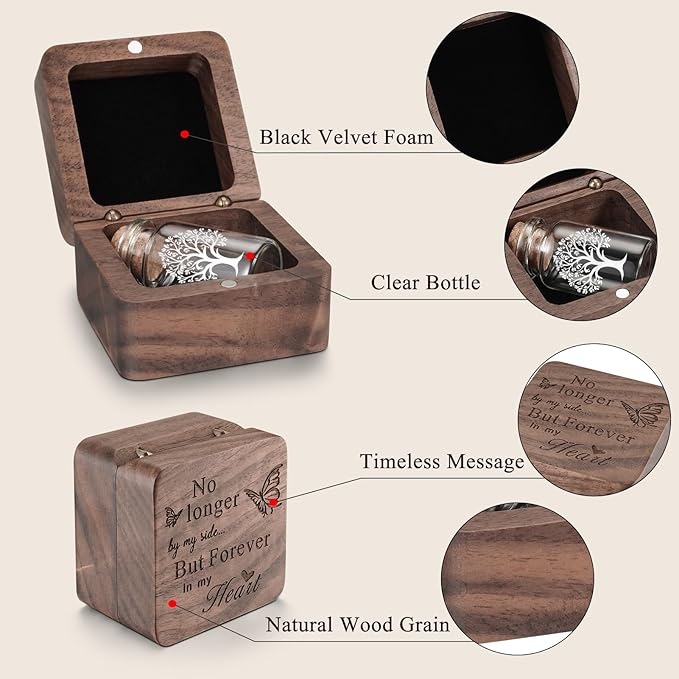 SOITIS Wooden Box for Ashes - Small Glass Urn for Human Ashes Keepsake, Mini Urns for Ashes Cremation Holder, Funeral Keepsake for Women Men - White Tree Urn
