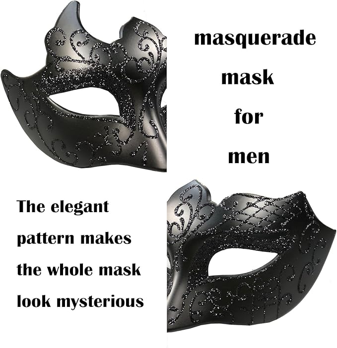 Masquerade Mask for Couple Mardi Gras Venetian Party Mask Set Halloween Costume Accessory