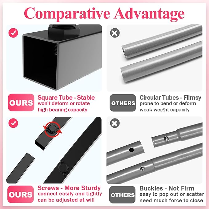 Wokceer Wedding Arch Backdrop Stand, 7.2 FT Square Black Metal Arch Backdrop for Wedding Ceremony Photo Booth, Outdoor Indoor Birthday Party, Garden Floral Balloon Arch Decoration