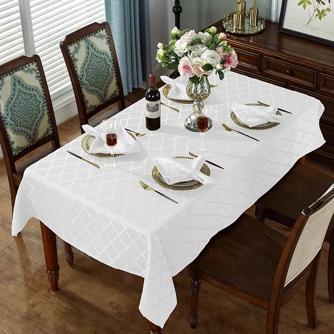 SASTYBALE Jacquard Cloth Napkins 20 x 20 Inch Flower Pattern 4 Pieces Solid Washable Comfortable for Restaurant Family Dinners Weddings Parties and Banquets(Square, 20 inch x 20 inch,White)