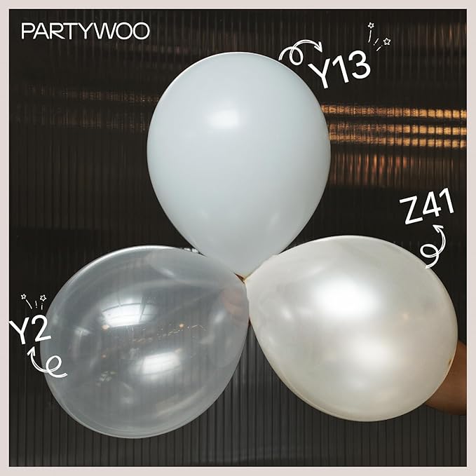 PartyWoo Pearl Beige Balloons 50pcs 12 Inch Off White Sand Cream Ivory Latex Helium Balloons for Graduation Anniversary Engagement Wedding Bridal Baby Shower Birthday Party Decorations White-Z41