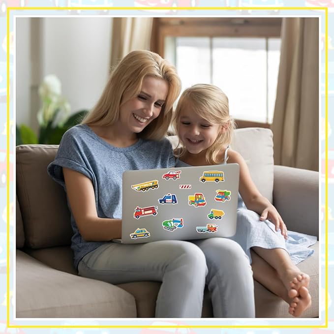24 Sheets Transportation Car Stickers for Kids, 380+ Pcs Vehicle Stickers Bulk Preschool Sticker Sheets for Reward Craft Scrapbooking Water Bottles Gifts Bags Cards Decor