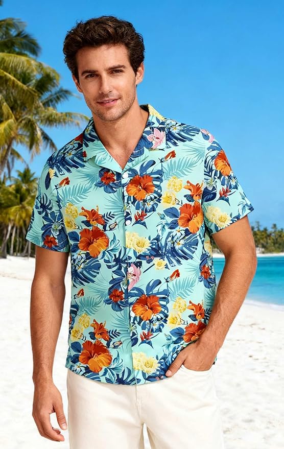 Cromoncent Matching Hawaiian Outfits for Family, Dad and Son Matching Luau Beach Tropical Shirts Mommy Daughter Tropical Sets