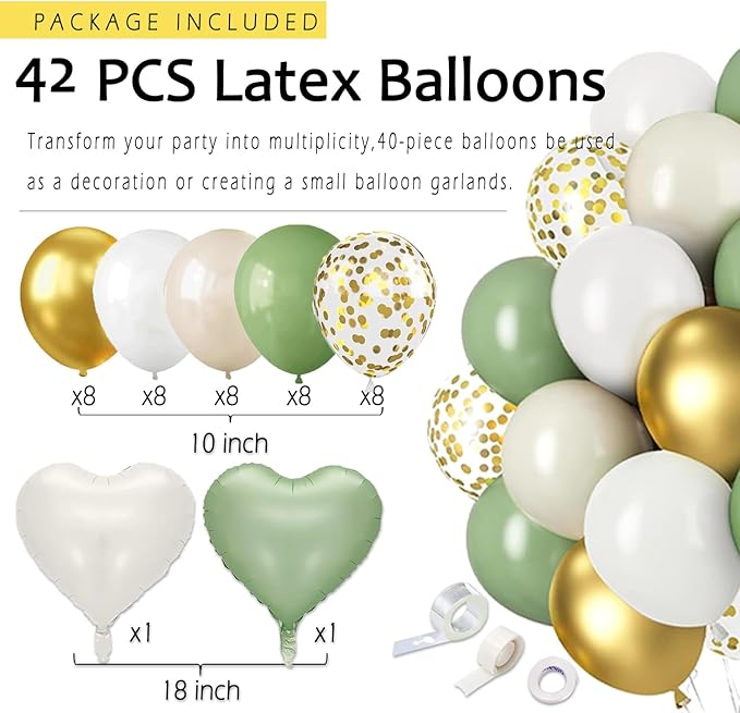 Sage-Green Gold Birthday Decoration,Happy Banner,Olive Retro Paper Lanterns Neutral Tissue Pom Poms Fan,Boho Green Balloons For Anniversary Princess Backdrop Party Supplies for Women Girls Mens