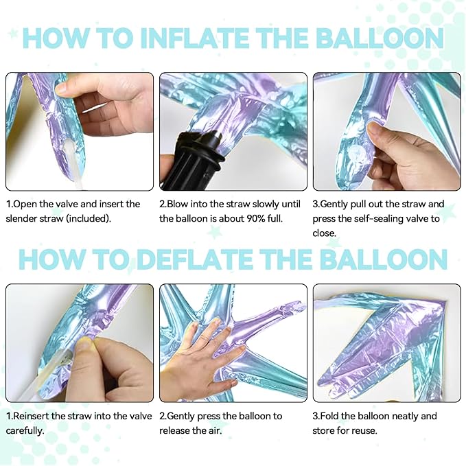 18 Pcs Iridescent Star Balloons, Iridescent Clear Stars Foil Balloon with 6 Pcs 22-Inch Explosion Star Balloons 12Pcs Silver 10-Inch Four Pointed Stars Balloon for Birthday New Year Party Decors