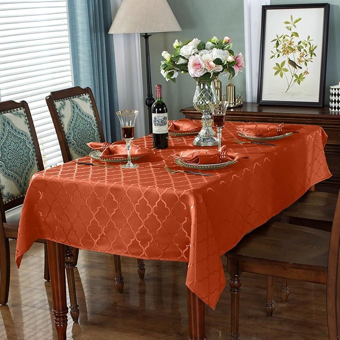 SASTYBALE Jacquard Square Cloth Napkins 20 x 20 Inch Flower Pattern 4 Pieces Washable Fabric Napkin for Fall, Autumn, Thanksgiving Family Dinners Weddings Parties and Banquets, Rust/Orange