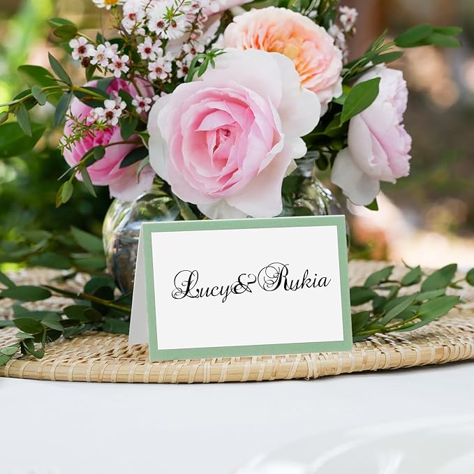 PATIKIL 50Pcs Table Place Cards, 3.5 x 2 Inches Blank Name Place Cards for Table Setting Wedding Reception Buffet, Green