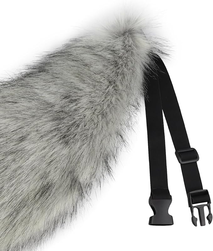 Adolala Faux Fur Wolf Fox Tail with Adjustable Elastic Belt Halloween Cosplay Costume Accessory