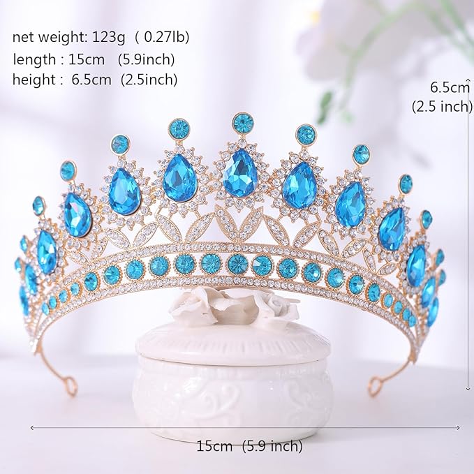FORSEVEN Crystal Tiaras and Crowns for Women - Wedding and Birthday Party Princess Crown Hair Accessories - Bride Rhinestone Headband Halloween Decorations Hairband